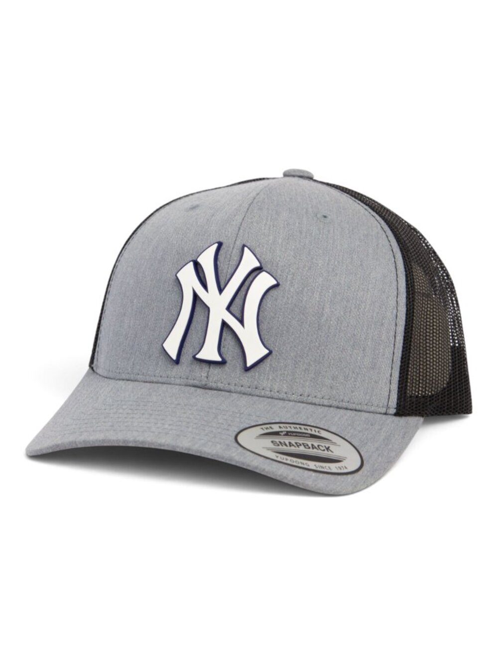 New York Yankees NY White 3D YP Snapback Trucker Hat- Heather Grey/ Black